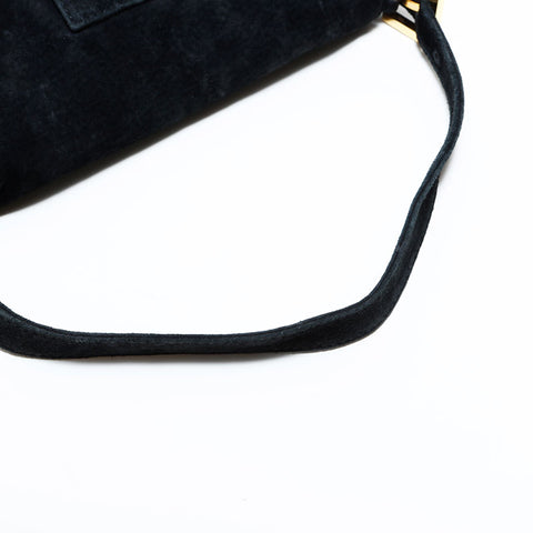 FENDI Suede manma bucket Shoulder Bag black WS22866