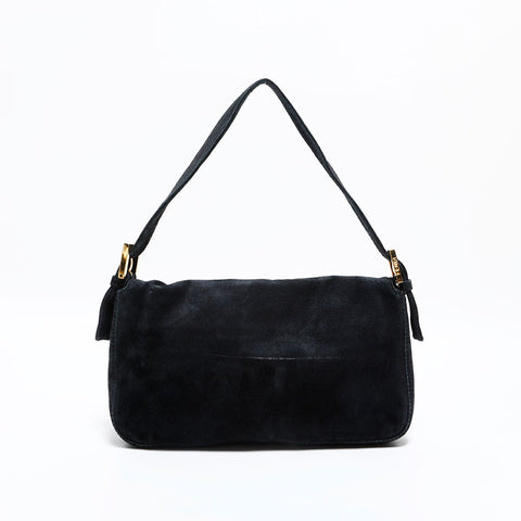 FENDI Suede manma bucket Shoulder Bag black WS22866