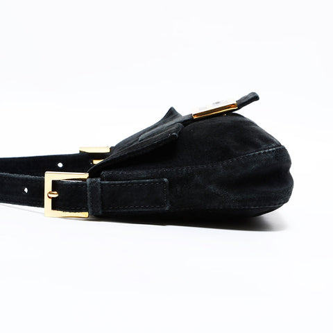 FENDI Suede manma bucket Shoulder Bag black WS22866