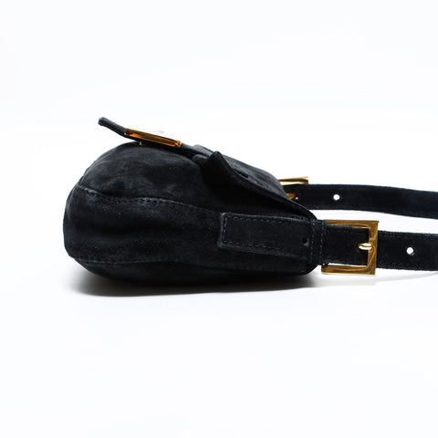 FENDI Suede manma bucket Shoulder Bag black WS22866