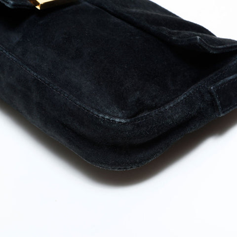 FENDI Suede manma bucket Shoulder Bag black WS22866