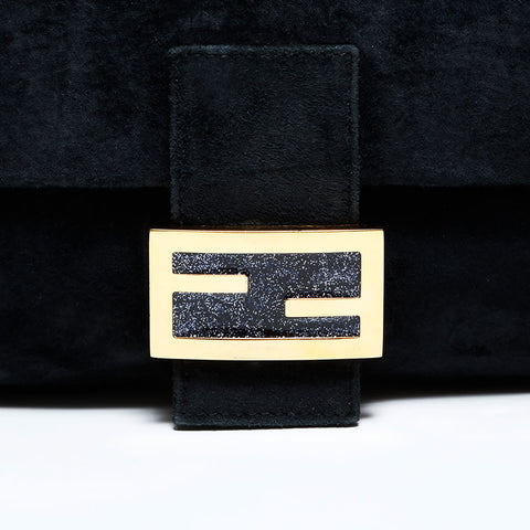 FENDI Suede manma bucket Shoulder Bag black WS22866