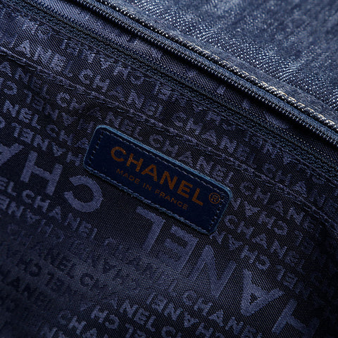 CHANEL 10 series 2005-2006 Denim Chain Shoulder Bag Navy WS22867