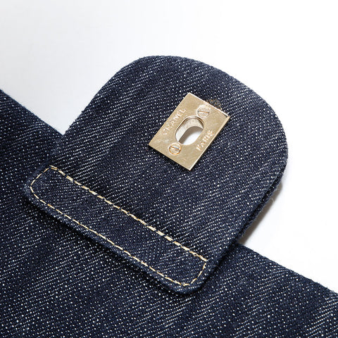 CHANEL 10 series 2005-2006 Denim Chain Shoulder Bag Navy WS22867