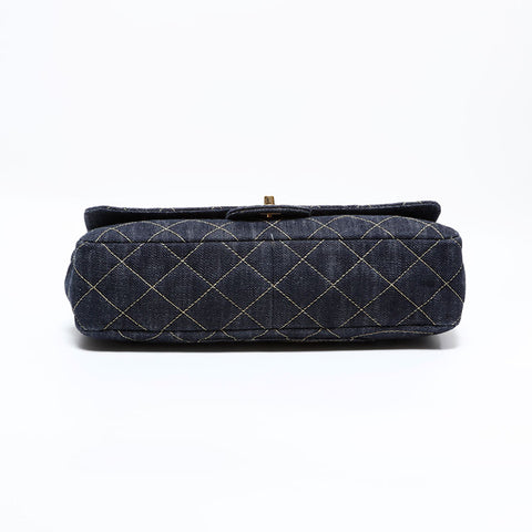 CHANEL 10 series 2005-2006 Denim Chain Shoulder Bag Navy WS22867