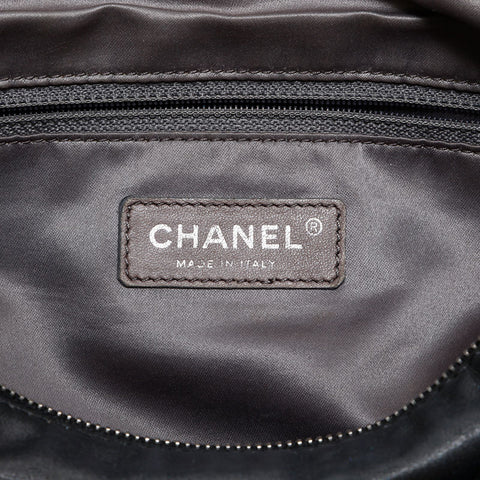 CHANEL 12th series 2008-2009 Leather Punching COCO Mark Chain Shoulder Bag Silver WS22868