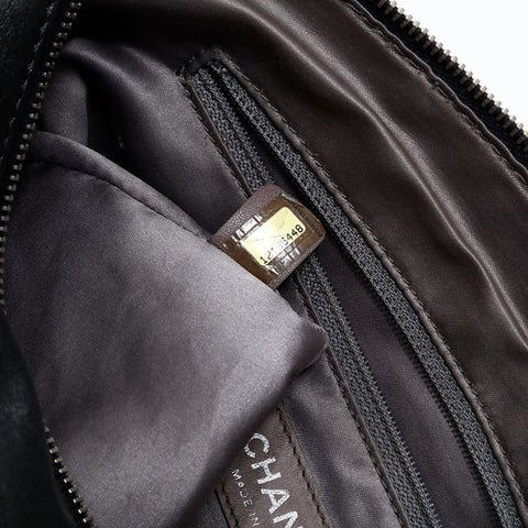 CHANEL 12th series 2008-2009 Leather Punching COCO Mark Chain Shoulder Bag Silver WS22868