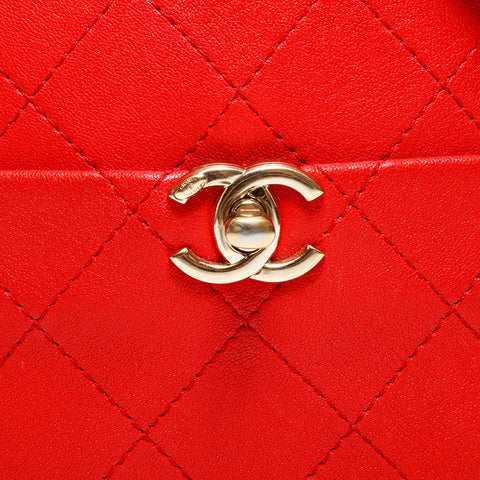 CHANEL No. 26 2018-2019 Leather Bicolor Chain Shoulder Bag Red WS22872