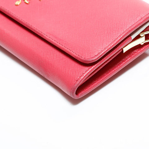 プラダ PRADA レザー 長財布 チェーン ショルダーバッグ ピンク WS22873