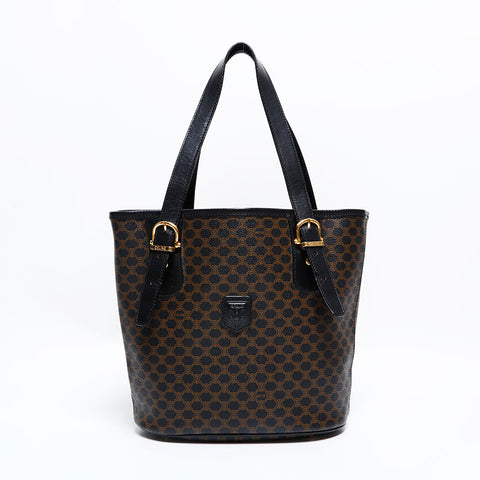 セリーヌ CELINE マカダム PVC バケット ハンドバッグ ブラック WS22876