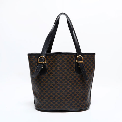 セリーヌ CELINE マカダム PVC バケット ハンドバッグ ブラック WS22876