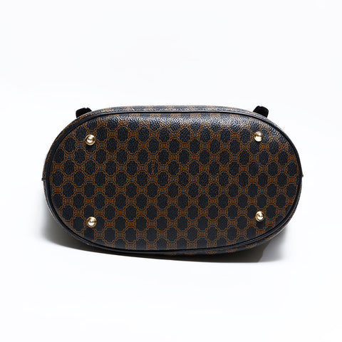 セリーヌ CELINE マカダム PVC バケット ハンドバッグ ブラック WS22876