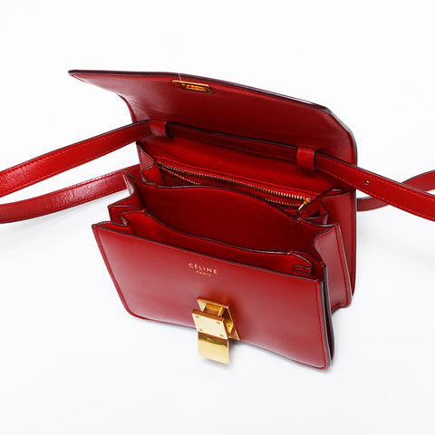 セリーヌ CELINE クラシック ボックス レザー ショルダーバッグ レッド WS22879