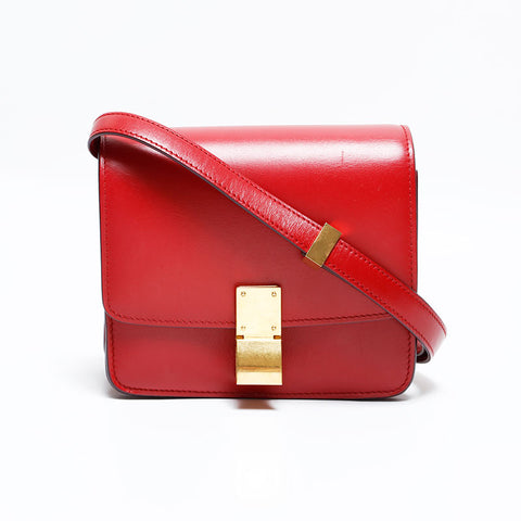 セリーヌ CELINE クラシック ボックス レザー ショルダーバッグ レッド WS22879