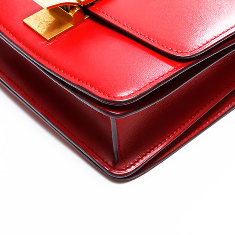セリーヌ CELINE クラシック ボックス レザー ショルダーバッグ レッド WS22879