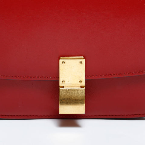 セリーヌ CELINE クラシック ボックス レザー ショルダーバッグ レッド WS22879