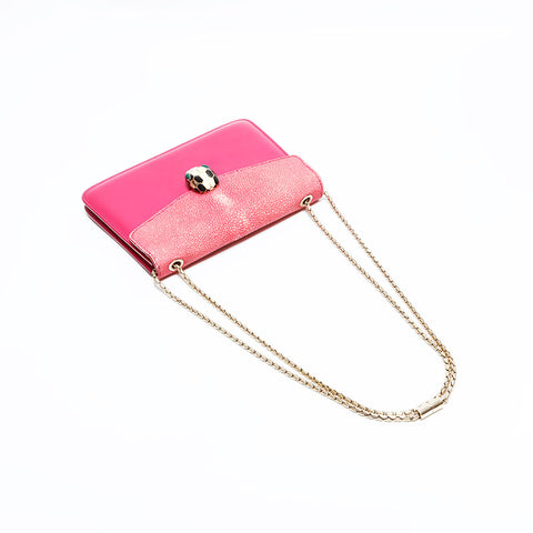 BVLGARI Leather Serpenti Stingray Leather Shoulder Bag pink WS22880