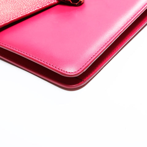 BVLGARI Leather Serpenti Stingray Leather Shoulder Bag pink WS22880