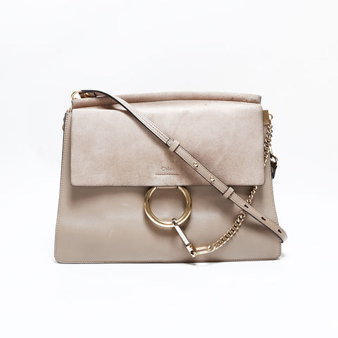 Chloe Leather Faye Suede Shoulder Bag beige WS22881