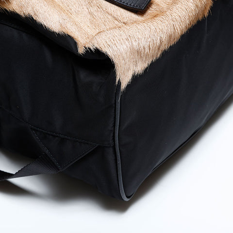 PRADA Gazelle Fur Nylon Backpack  Daypack black WS22882