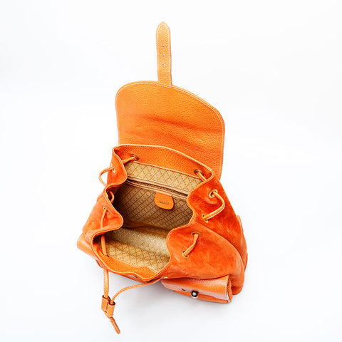 Gucci麂皮竹背包 -