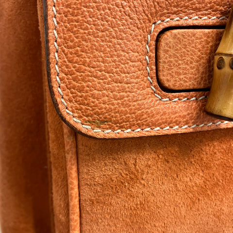 GUCCI suede bamboo Backpack Daypack Orange WS22887