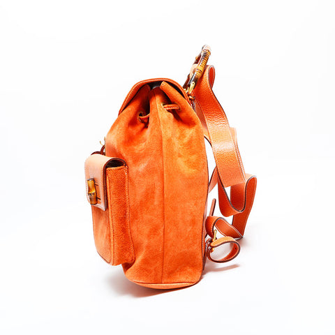 Gucci麂皮竹背包 -