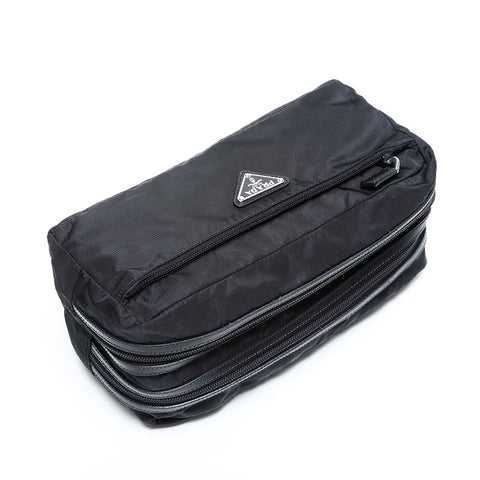 Prada Nylon Triangle徽标手提包黑色WS22889