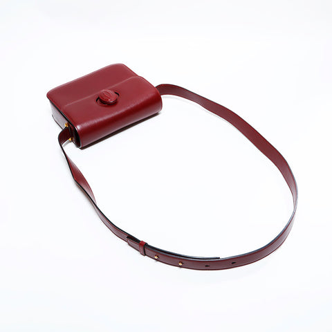 CARTIER Mustodo Leather Shoulder Bag Red WS22892