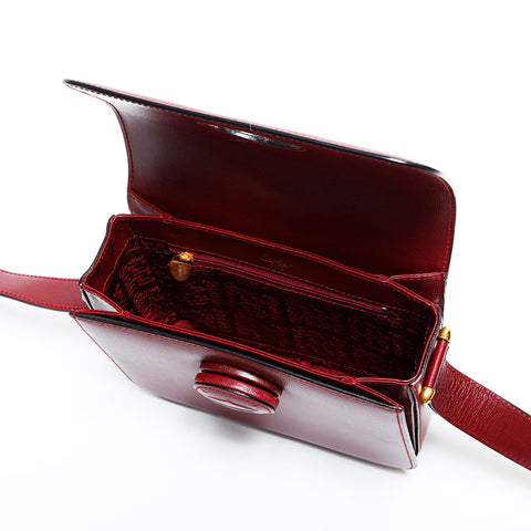 CARTIER Mustodo Leather Shoulder Bag Red WS22892