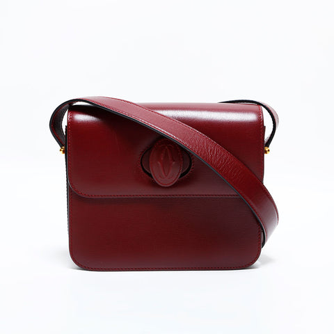 CARTIER Mustodo Leather Shoulder Bag Red WS22892