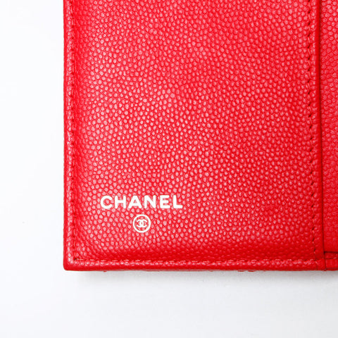 CHANEL No. 24 Camellia Stitch 2017-18 Compact Tri-fold wallet Red WS22894