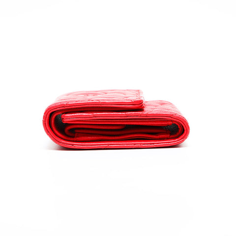 CHANEL No. 24 Camellia Stitch 2017-18 Compact Tri-fold wallet Red WS22894