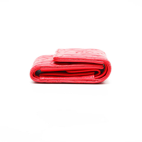 CHANEL No. 24 Camellia Stitch 2017-18 Compact Tri-fold wallet Red WS22894