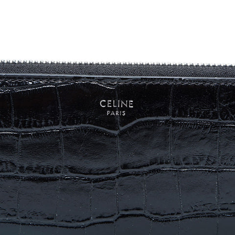 セリーヌ CELINE 型押しレザー コーティング ラウンドジップ 長財布 ブラック WS22895