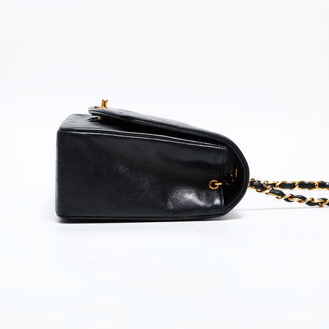 シャネル CHANEL 2番台 1991-1994 ラムスキン ダイアナ 25 チェーン マトラッセ ショルダーバッグ ブラック WS22896