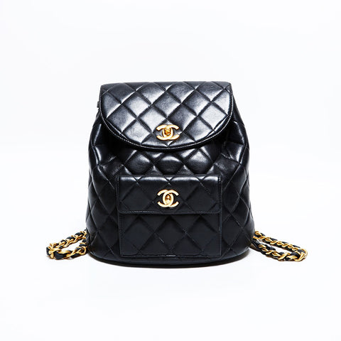 CHANEL Lambskin Matelass Chain Mini Backpack  Daypack black WS22897