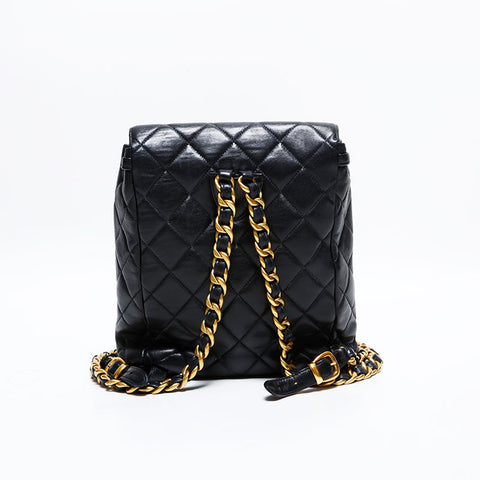 CHANEL Lambskin Matelass Chain Mini Backpack  Daypack black WS22897