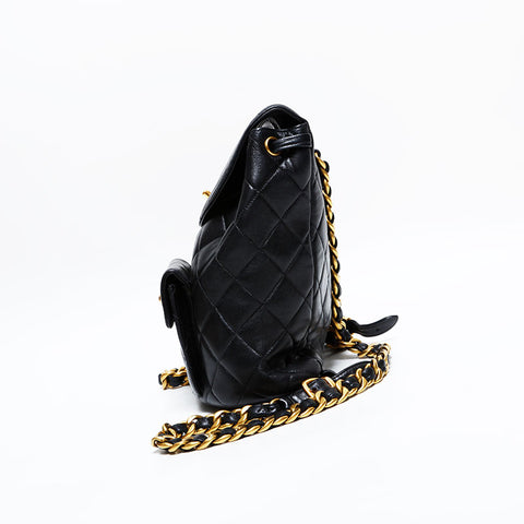 CHANEL Lambskin Matelass Chain Mini Backpack  Daypack black WS22897