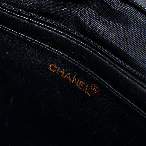 CHANEL No. 2 Big Matrasse Chevron Caviar Chain 1991-1994 Shoulder Bag black WS22898