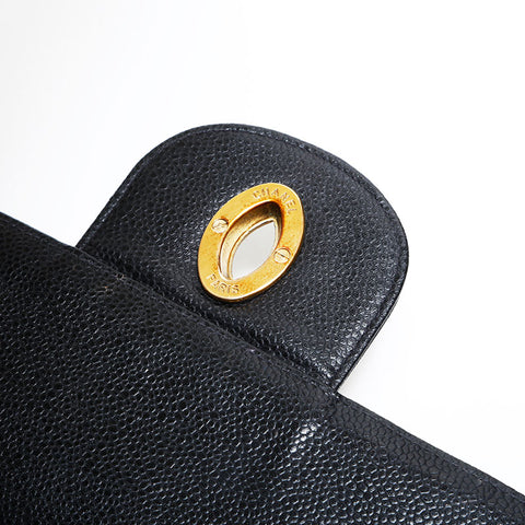 CHANEL No. 2 Big Matrasse Chevron Caviar Chain 1991-1994 Shoulder Bag black WS22898