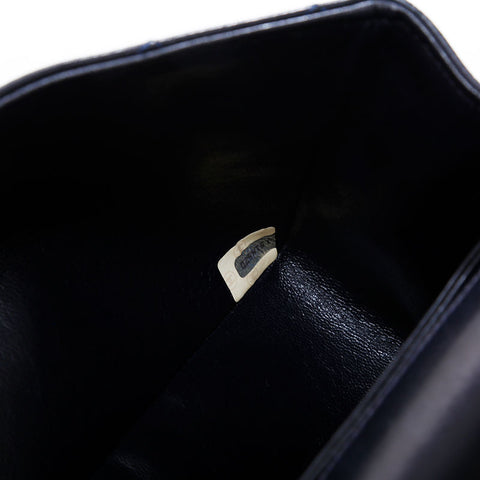 CHANEL No. 1 1989-1991 Lambskin Matelasse Flap Chain Shoulder Bag Navy WS22902
