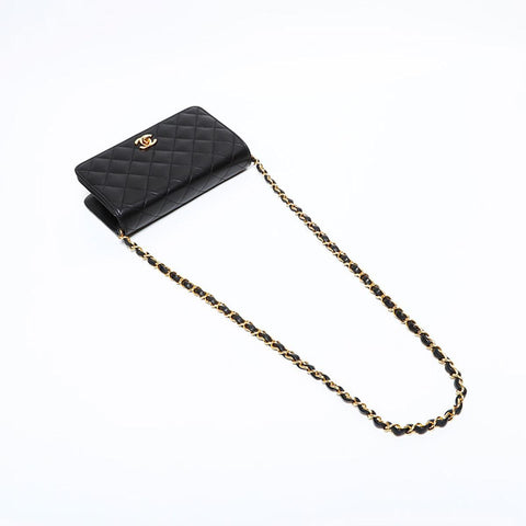 香奈儿10系列2005-2006 LAMBSKIN MINI MATELASSE全襟翼肩带黑色WS22903