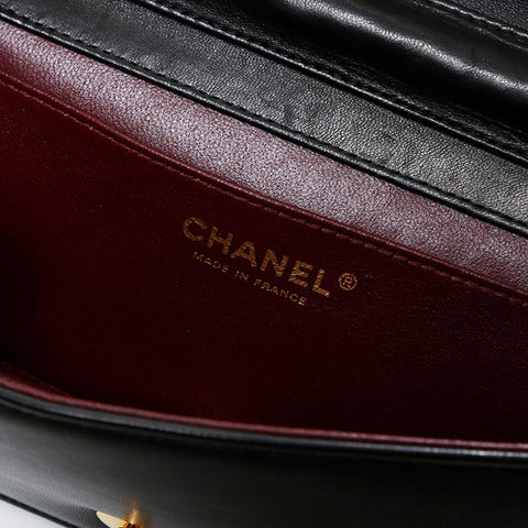 香奈儿10系列2005-2006 LAMBSKIN MINI MATELASSE全襟翼肩带黑色WS22903