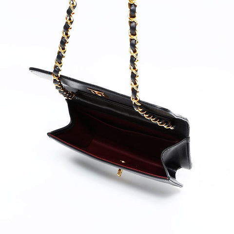 香奈儿10系列2005-2006 LAMBSKIN MINI MATELASSE全襟翼肩带黑色WS22903