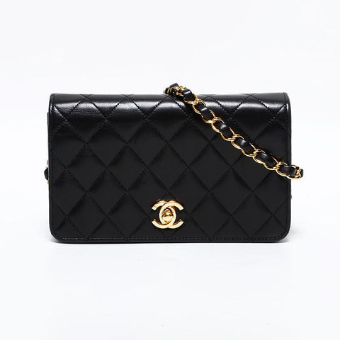 香奈儿10系列2005-2006 LAMBSKIN MINI MATELASSE全襟翼肩带黑色WS22903