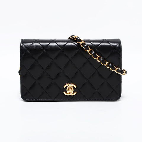 CHANEL 10 Series 2005–2006 Lambskin Mini Matelassé Full Flap Shoulder Bag Black WS22903