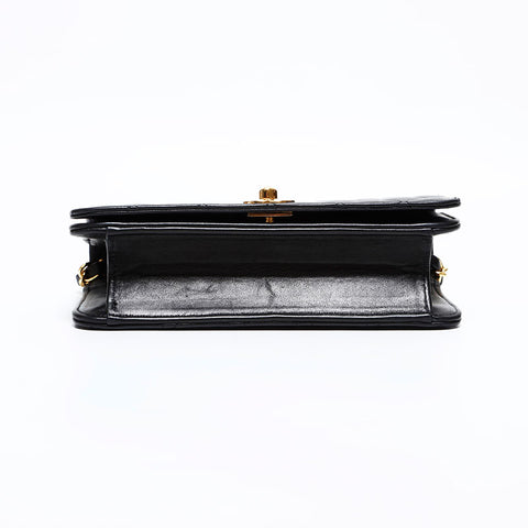 CHANEL 10 series 2005-2006 Lambskin Mini Matelasse Full Flap Shoulder Bag black WS22903