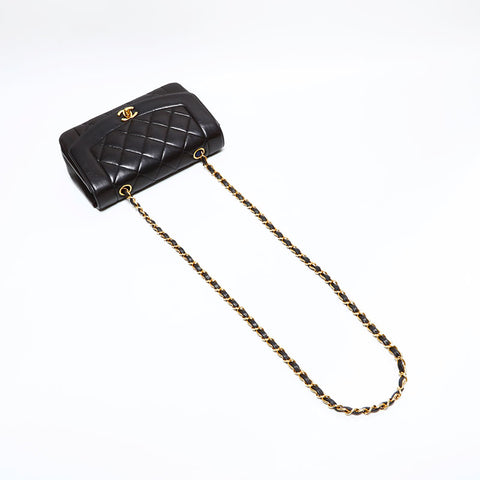 CHANEL No. 3 1994-1996 Diana Petit sac à bandoulière en cuir d'agneau Matelasse noir WS22906