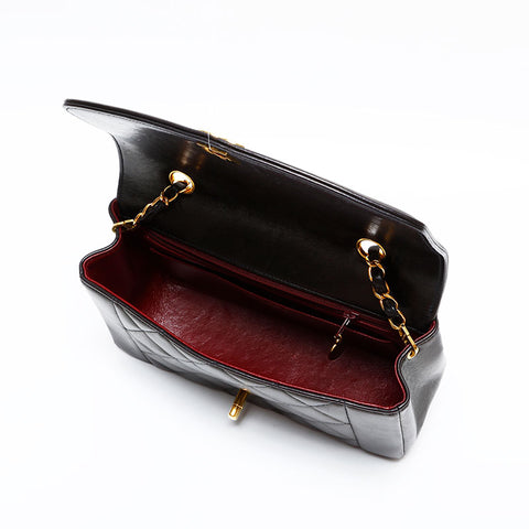 CHANEL No. 3 1994-1996 Diana Petit sac à bandoulière en cuir d'agneau Matelasse noir WS22906